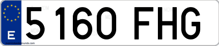 Ejemplo de matrícula de coche ordinaria 5160 FHG