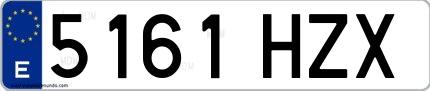 Ejemplo de matrícula española 5161 HZX