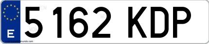 Ejemplo de matrícula española 5162 KDP