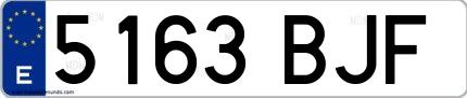 Ejemplo de matrícula española 5163 BJF