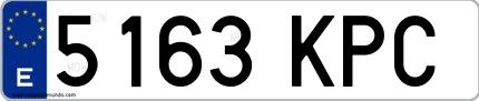 Ejemplo de matrícula española 5163 KPC