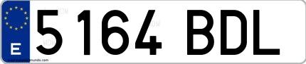 Ejemplo de matrícula española 5164 BDL