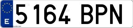Ejemplo de matrícula española 5164 BPN