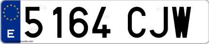 Ejemplo de matrícula de coche ordinaria 5164 CJW