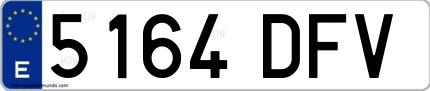 Ejemplo de matrícula española 5164 DFV