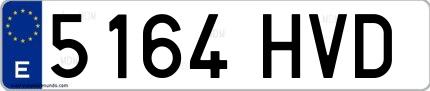 Ejemplo de matrícula española 5164 HVD