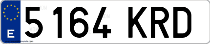Ejemplo de matrícula de coche ordinaria 5164 KRD