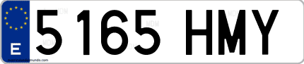 Ejemplo de matrícula de coche ordinaria 5165 HMY