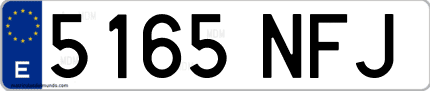 Ejemplo de matrícula de coche ordinaria 5165 NFJ