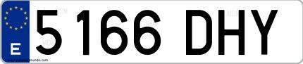 Ejemplo de matrícula española 5166 DHY