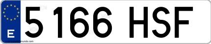 Ejemplo de matrícula española 5166 HSF