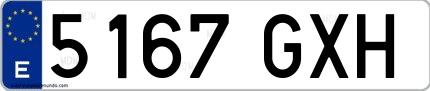 Ejemplo de matrícula española 5167 GXH