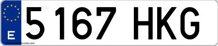 Ejemplo de matrícula española 5167 HKG
