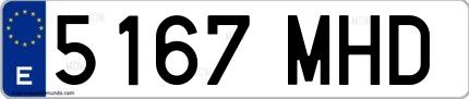 Ejemplo de matrícula española 5167 MHD