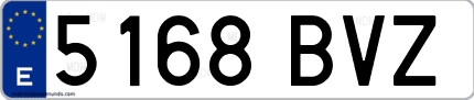 Ejemplo de matrícula de coche ordinaria 5168 BVZ
