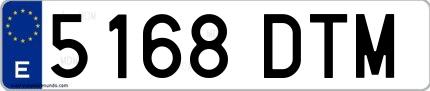 Ejemplo de matrícula española 5168 DTM