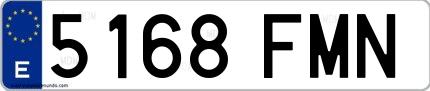 Ejemplo de matrícula española 5168 FMN