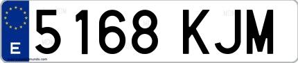 Ejemplo de matrícula española 5168 KJM