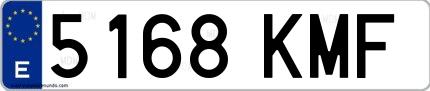 Ejemplo de matrícula española 5168 KMF