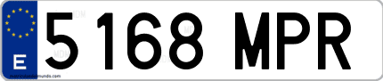 Ejemplo de matrícula de coche ordinaria 5168 MPR