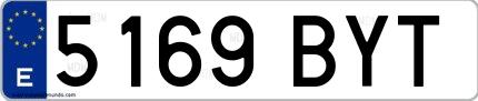 Ejemplo de matrícula española 5169 BYT