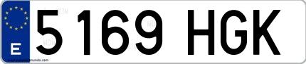 Ejemplo de matrícula española 5169 HGK