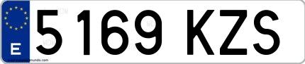 Ejemplo de matrícula española 5169 KZS