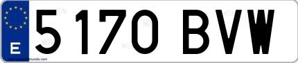 Ejemplo de matrícula española 5170 BVW