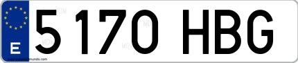 Ejemplo de matrícula española 5170 HBG