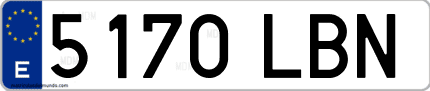 Ejemplo de matrícula de coche ordinaria 5170 LBN