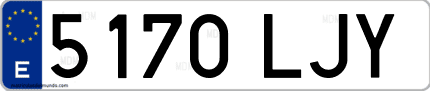 Ejemplo de matrícula de coche ordinaria 5170 LJY