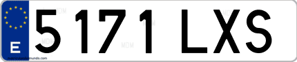 Ejemplo de matrícula de coche ordinaria 5171 LXS