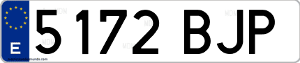 Ejemplo de matrícula de coche ordinaria 5172 BJP