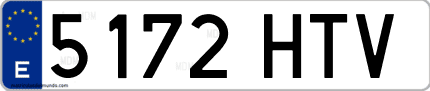 Ejemplo de matrícula de coche ordinaria 5172 HTV