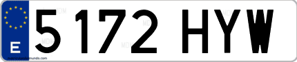 Ejemplo de matrícula de coche ordinaria 5172 HYW