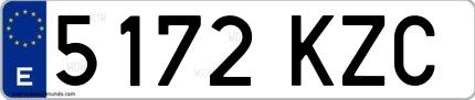 Ejemplo de matrícula española 5172 KZC