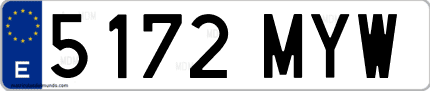 Ejemplo de matrícula de coche ordinaria 5172 MYW