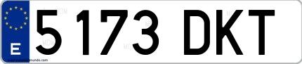 Ejemplo de matrícula española 5173 DKT