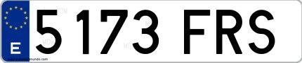 Ejemplo de matrícula española 5173 FRS