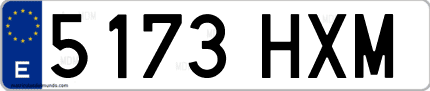 Ejemplo de matrícula de coche ordinaria 5173 HXM