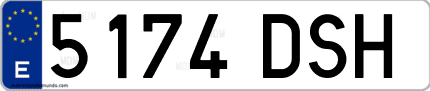 Ejemplo de matrícula de coche ordinaria 5174 DSH