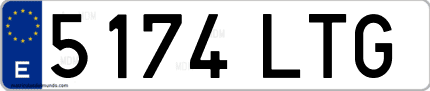 Ejemplo de matrícula de coche ordinaria 5174 LTG