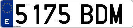 Ejemplo de matrícula de coche ordinaria 5175 BDM