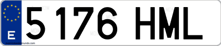 Ejemplo de matrícula de coche ordinaria 5176 HML