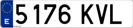 Ejemplo de matrícula de coche ordinaria 5176 KVL