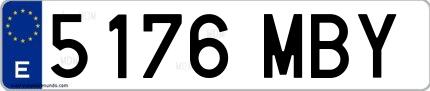 Ejemplo de matrícula española 5176 MBY