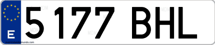 Ejemplo de matrícula de coche ordinaria 5177 BHL