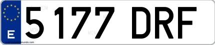 Ejemplo de matrícula española 5177 DRF