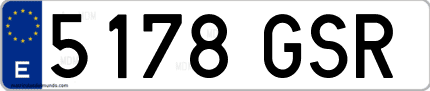 Ejemplo de matrícula de coche ordinaria 5178 GSR