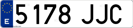 Ejemplo de matrícula de coche ordinaria 5178 JJC